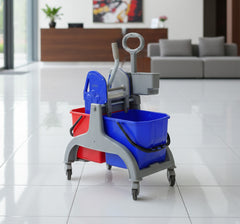 Greenway Turkish Cleaning Trolley with Wringer – 50L (2×25) Prime Mop Bucket System