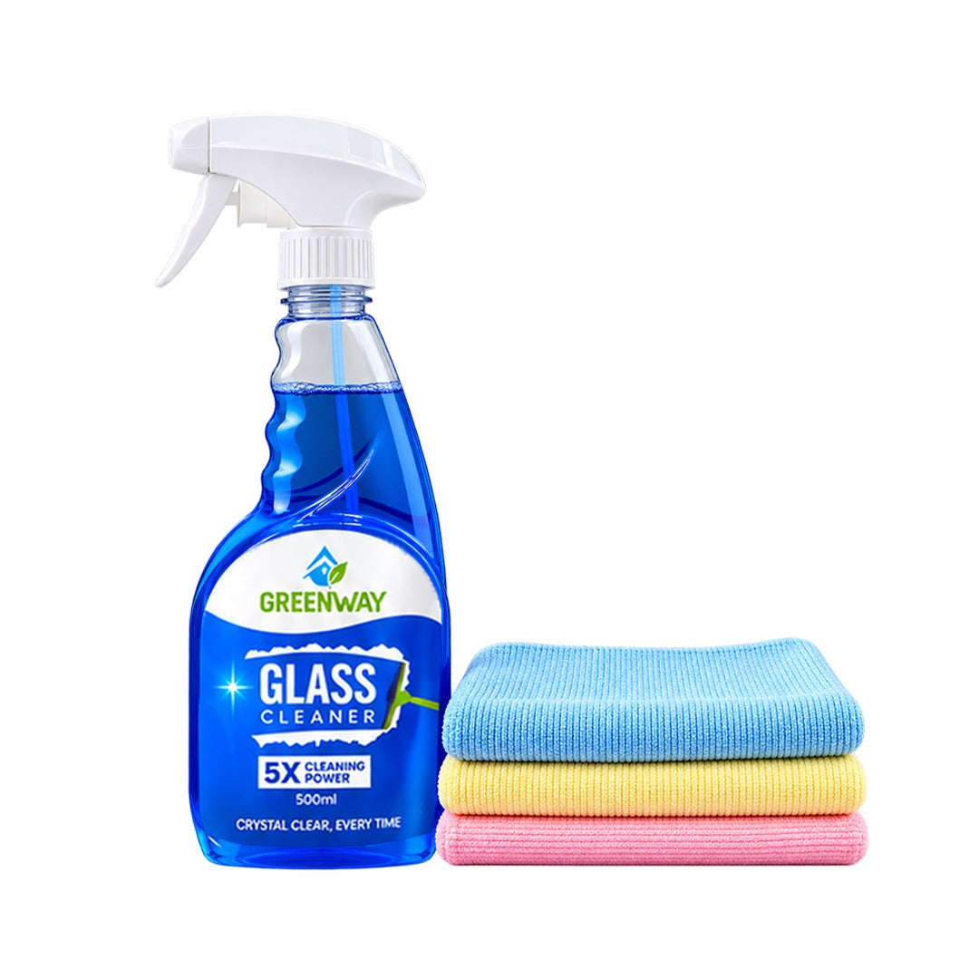 Glass Cleaning Bundle — Glass Cleaner + 3 pcs Cloths Greenway Products
