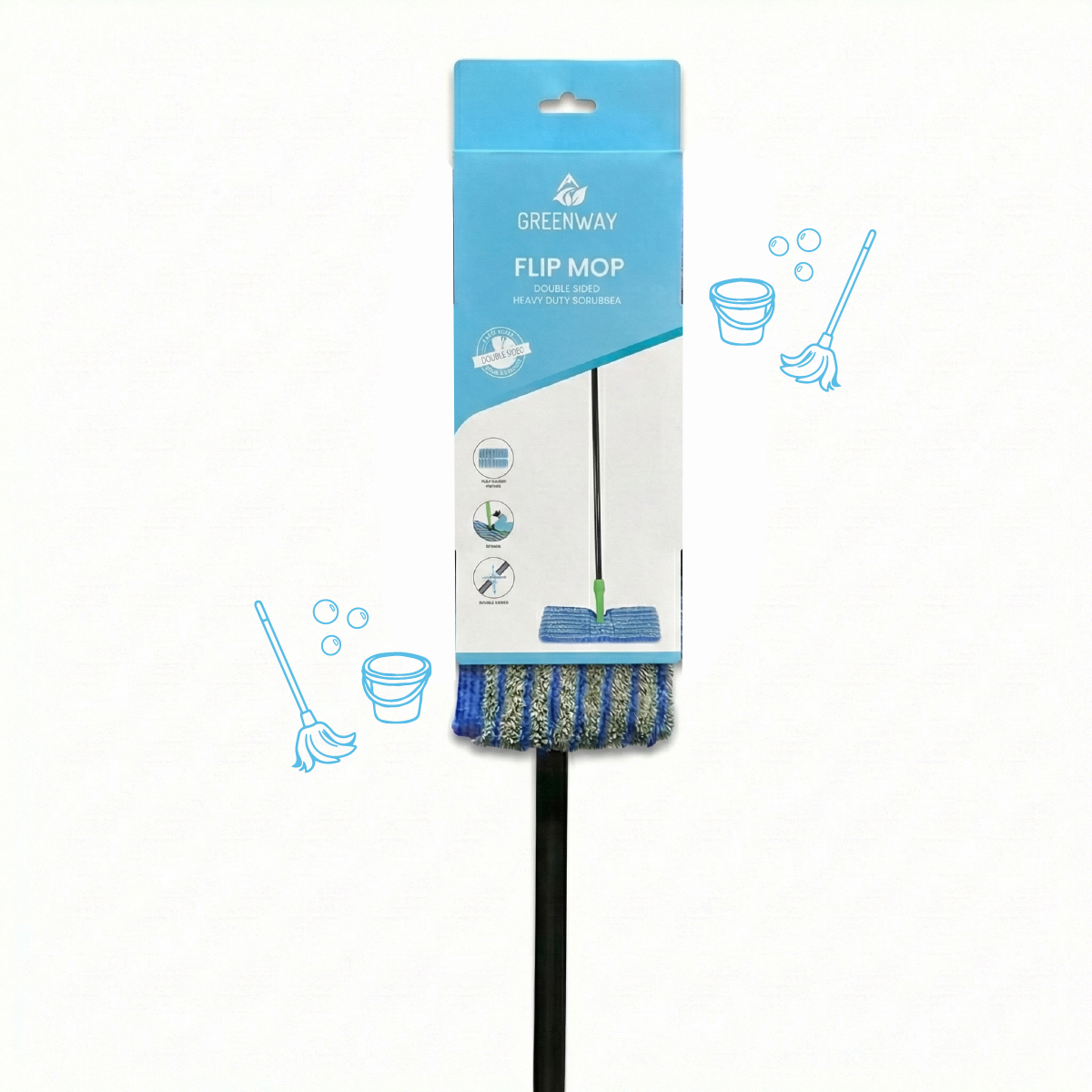 Flip Mop with Scrubber - Dual Side Scrubber